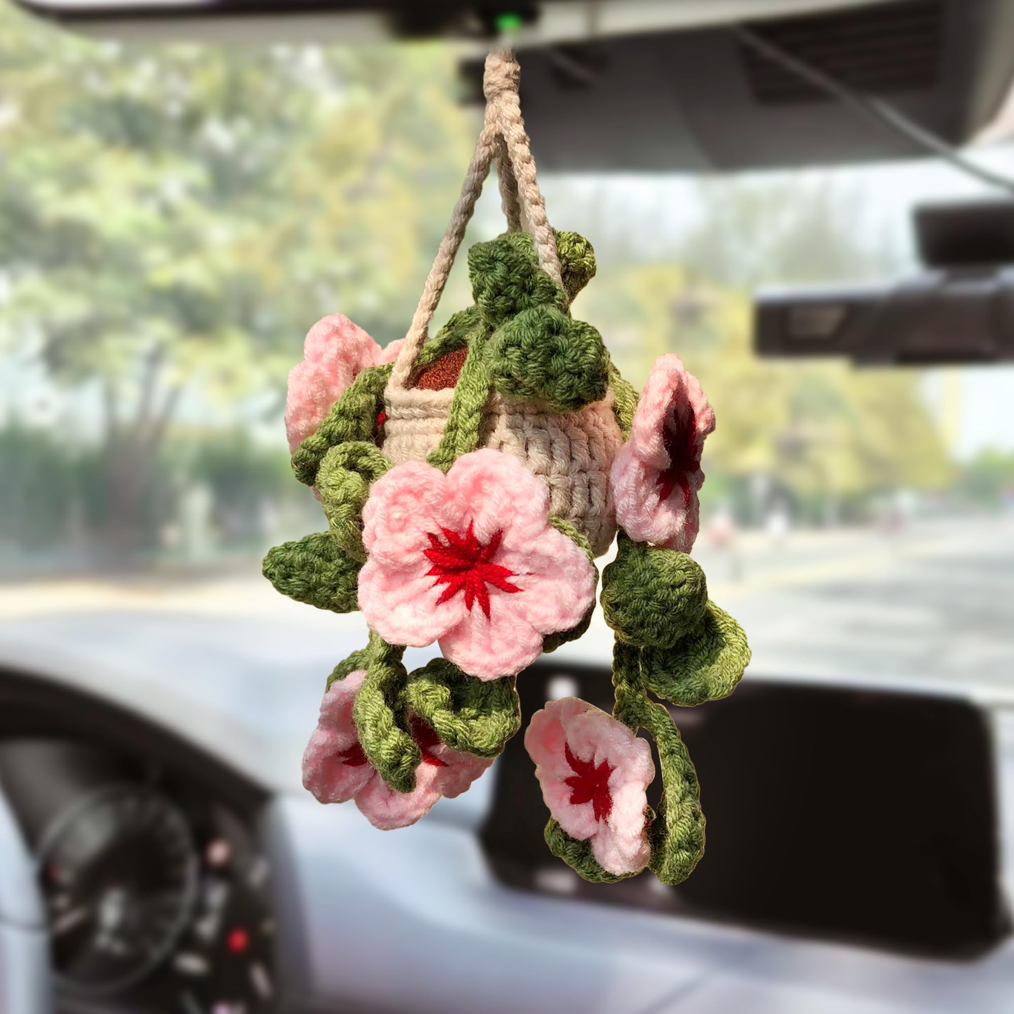 Amazon.com: 96CRVFT Cute Crochet Cherry Blossom Hanging Plant for