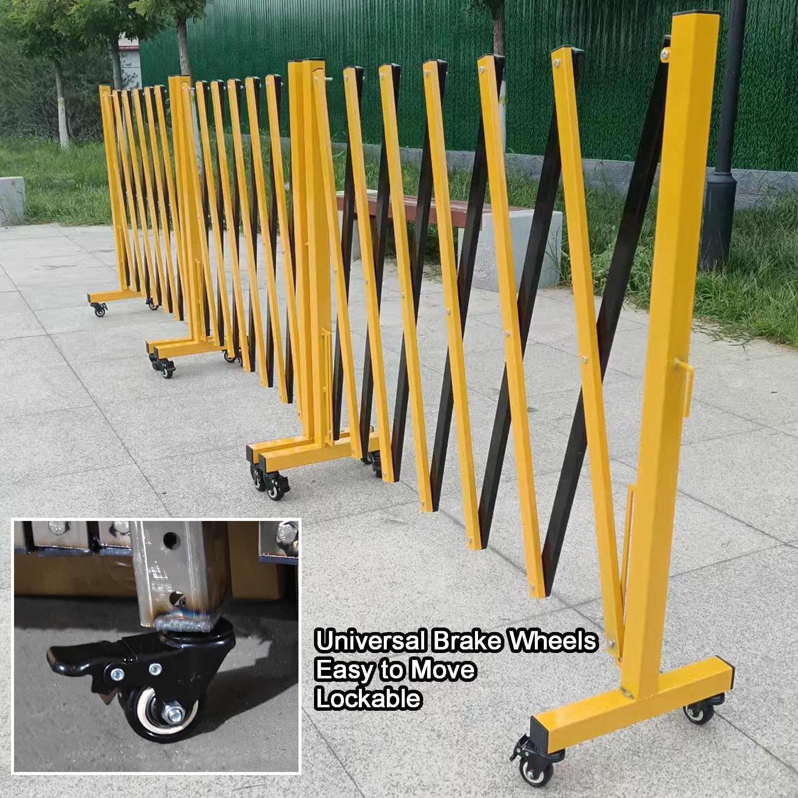 Einziehbares, faltbares Sicherheitstor, ausziehbare Akkordeon-Absperrung für den Außenbereich, verbindbare Verkehrsbarriere mit Rollen (80 x 100 cm / 31,5 x 39,4 Zoll)