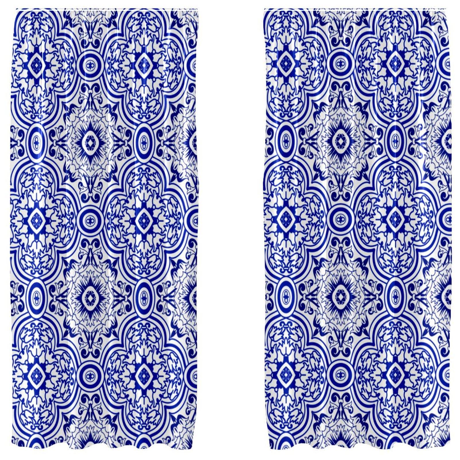 Rideaux occultants bleu floral isolants contre la lumière chambre
