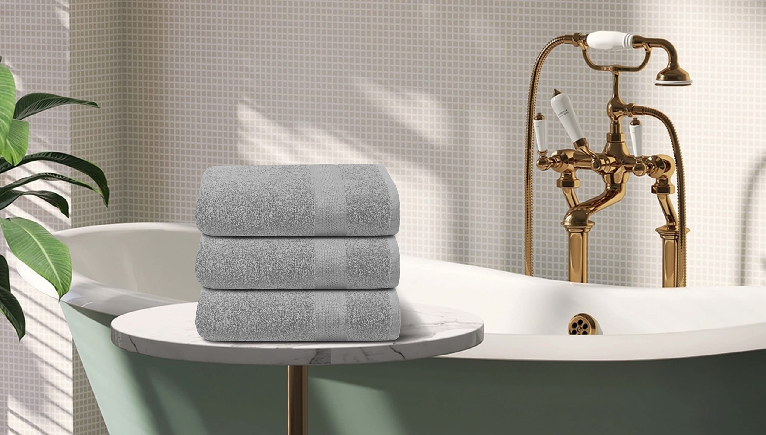 TEXCRAFT Medium Size Bath Towels Set of 6 – 100% Cotton Terry – 24" x 48" – Quick Dry, Soft & Highly Absorbent – Grey Towels for Bathroom, Gym, Spa, Pool & Daily Use: Light Grey 24''x48'' - PK 12