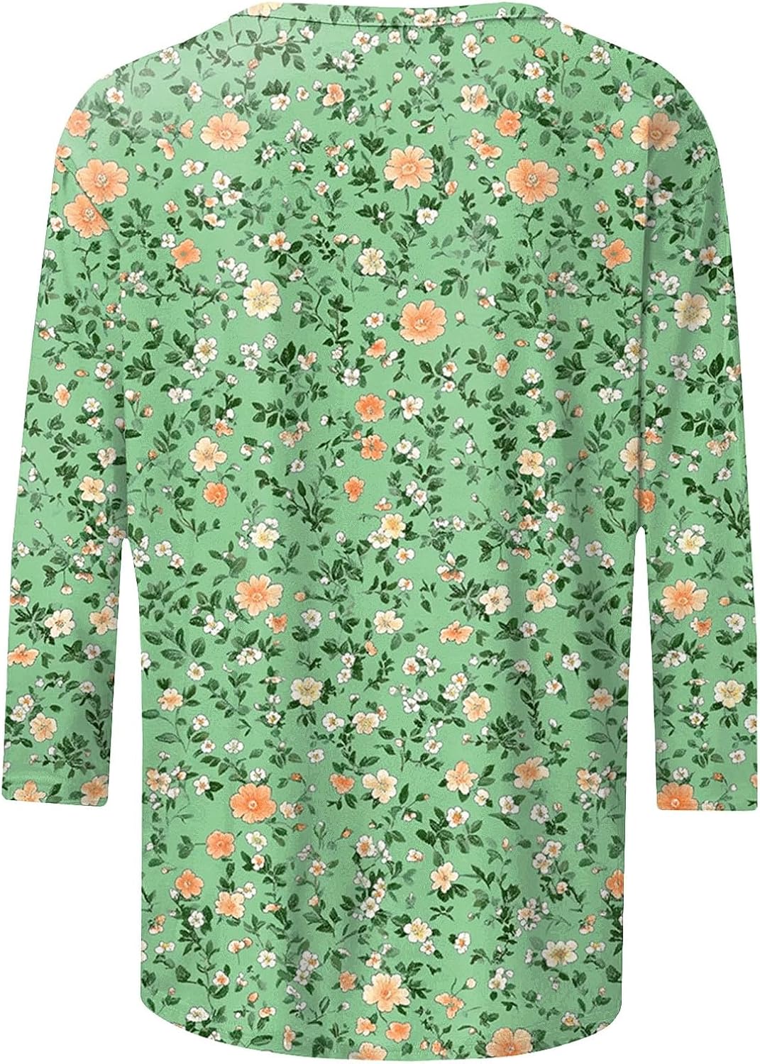 3/4 Length Sleeve Tops for Women Dressy Casual Boho Floral Print Blouses Trendy Crew Neck T Shirts Summer Clothes