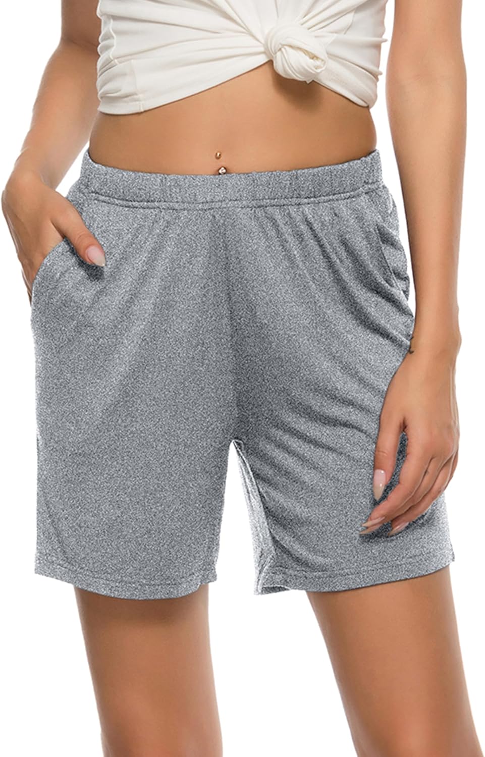 JINSHI Womens Pajama Shorts Soft Comfortable Lightweight Elastic Drawstring Modal Pajama Bottoms Lounge Shorts with Pockets - Image 3