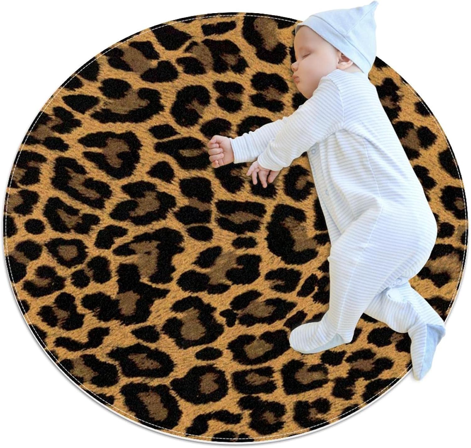 Round Area Rugs,Large Rug,Washable Rugs,Leopard Print