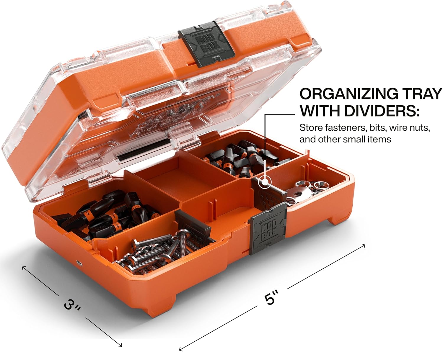 Klein Tools 33002S Impact Driver Bit Set, 20-Piece, Slim PH2 and SQ2 ProFlex Set, MODbox Compatible Storage Case, Phillips and Square Bits, Organizing Bin and Tray