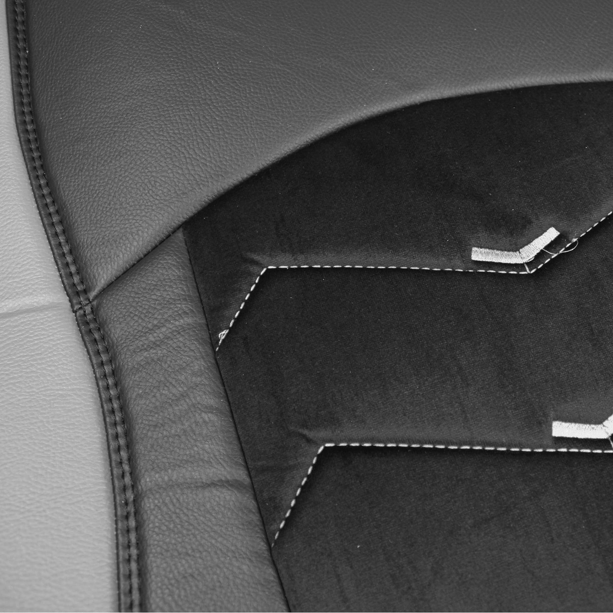 Generisch Fundas de Asiento Compatibles con DAF XF 106 y DAF CF Euro 6 Camiones 1+1, Forro de Cuero/Alcantara, Fundas Protectoras Negras con Gris