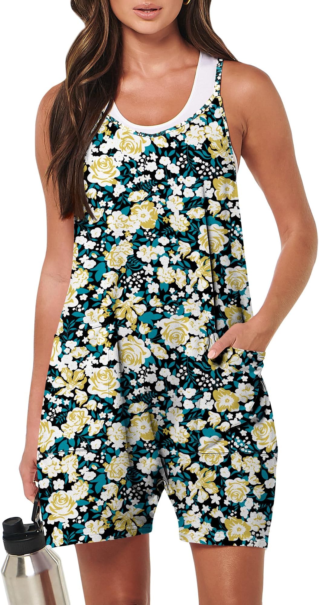 ANRABESS Womens Rompers Summer Casual Loose Sleeveless Overalls Spaghetti Strap Shorts Jumpsuit 2026 Beach Vacation Clothes