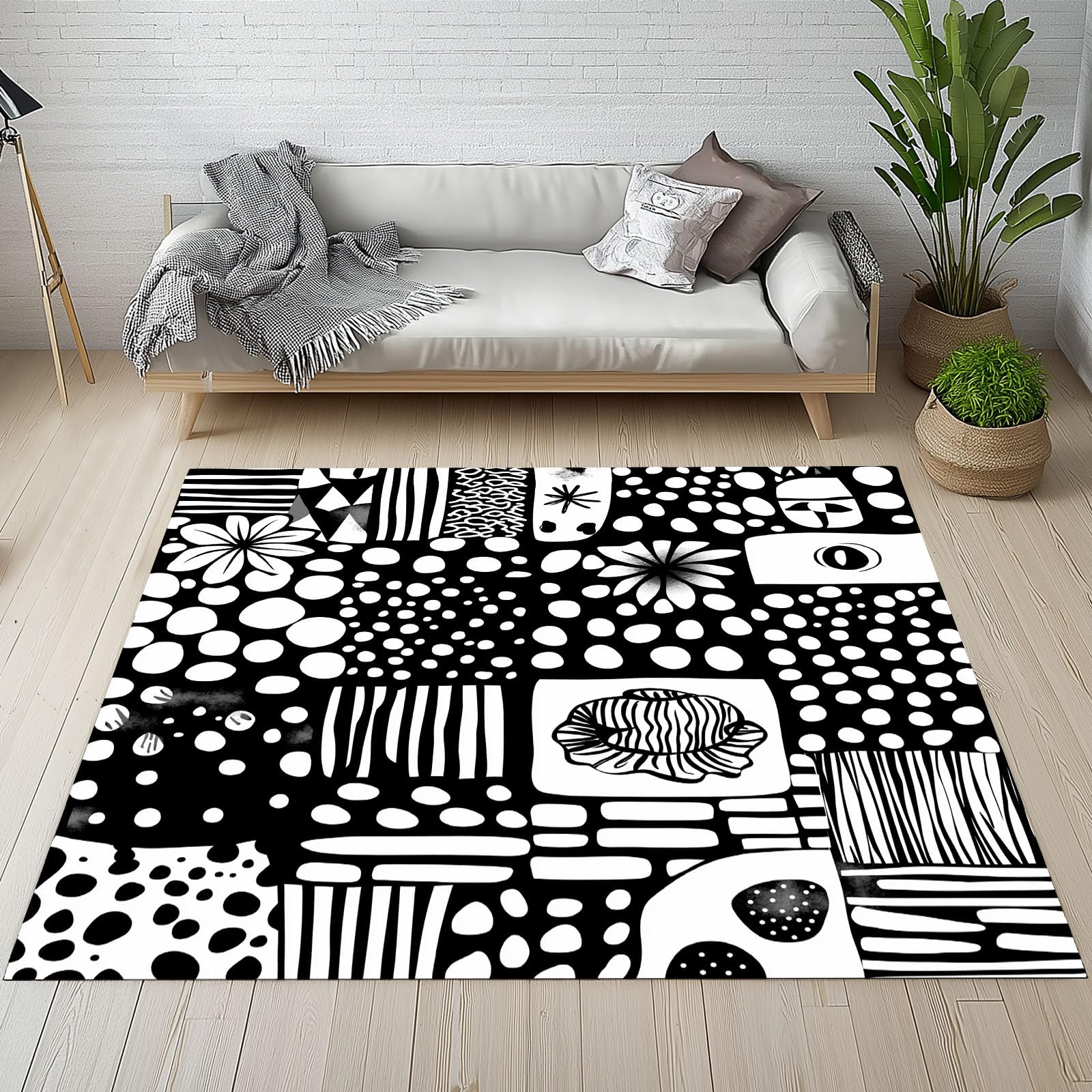Tapis de salle à manger lavable anti-glisse fleurs 140x200