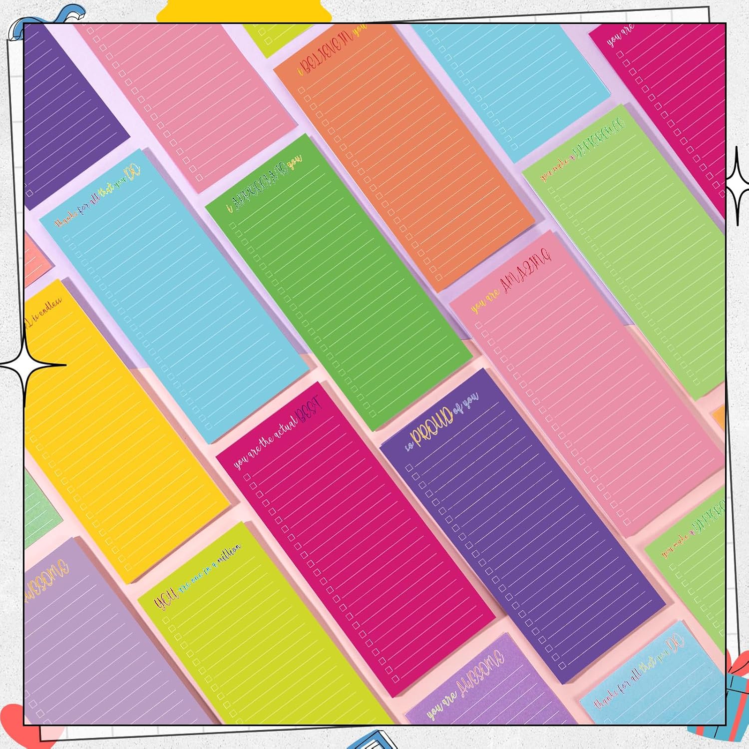 Censen 10 Pack 500 Sheets to Do List Notes Daily Checklist Notepad with 50 Sheets Undated Memo Pad Color Block Shopping List Weekly Plan Notepad Organizer Planners(Multicolor, Motivation Language)