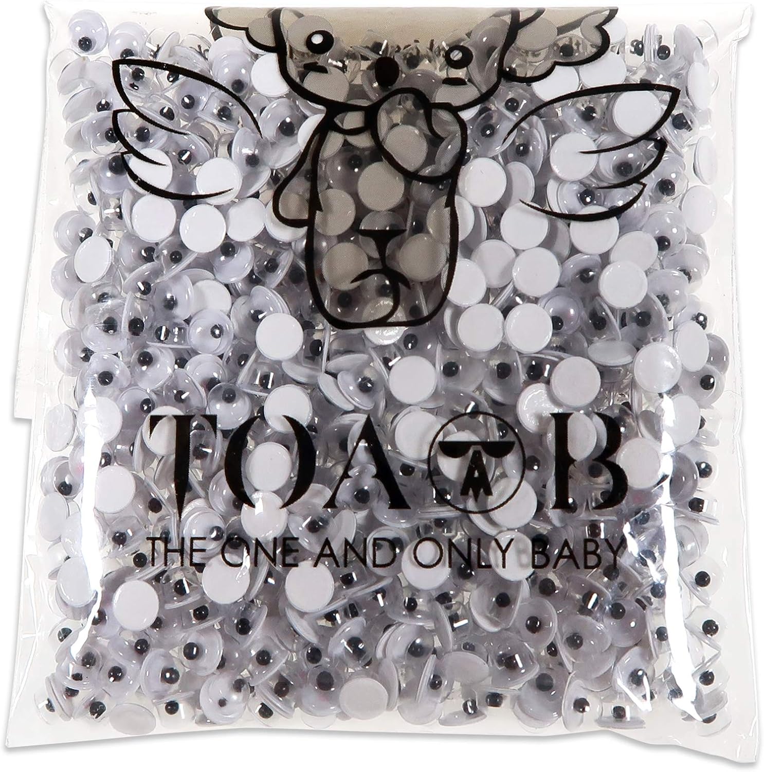 TOAOB 300pcs 5mm Plastic Mini Wiggle Googly Eyes Self Adhesive White