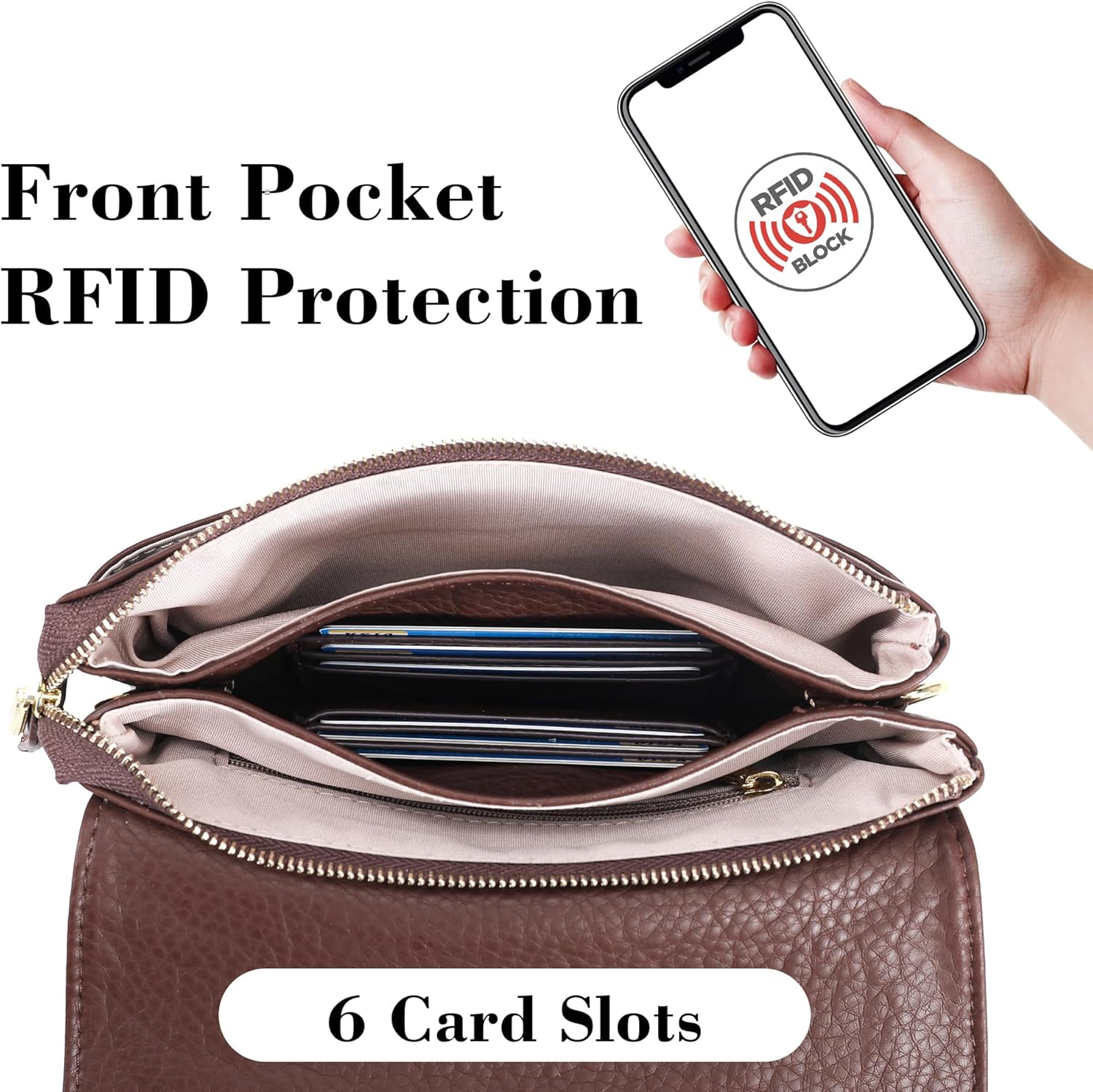 MINICAT RFID Blocking Small Crossbody Bags for Women Vegan Leather Mini Travel Purses Cell Phone Purse Cross Body Bag - Image 4