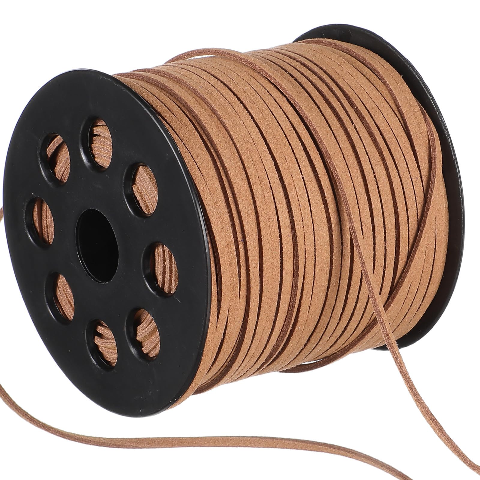 PACKOVE Cordino in Finta Pelle Scamosciata 2,6 Mm Cachi, Rotolo 90 M per Creazione Gioielli Fai da Te, Corda per Braccialetti e Collane, Filo Tessitura Artigianale e Decorazioni