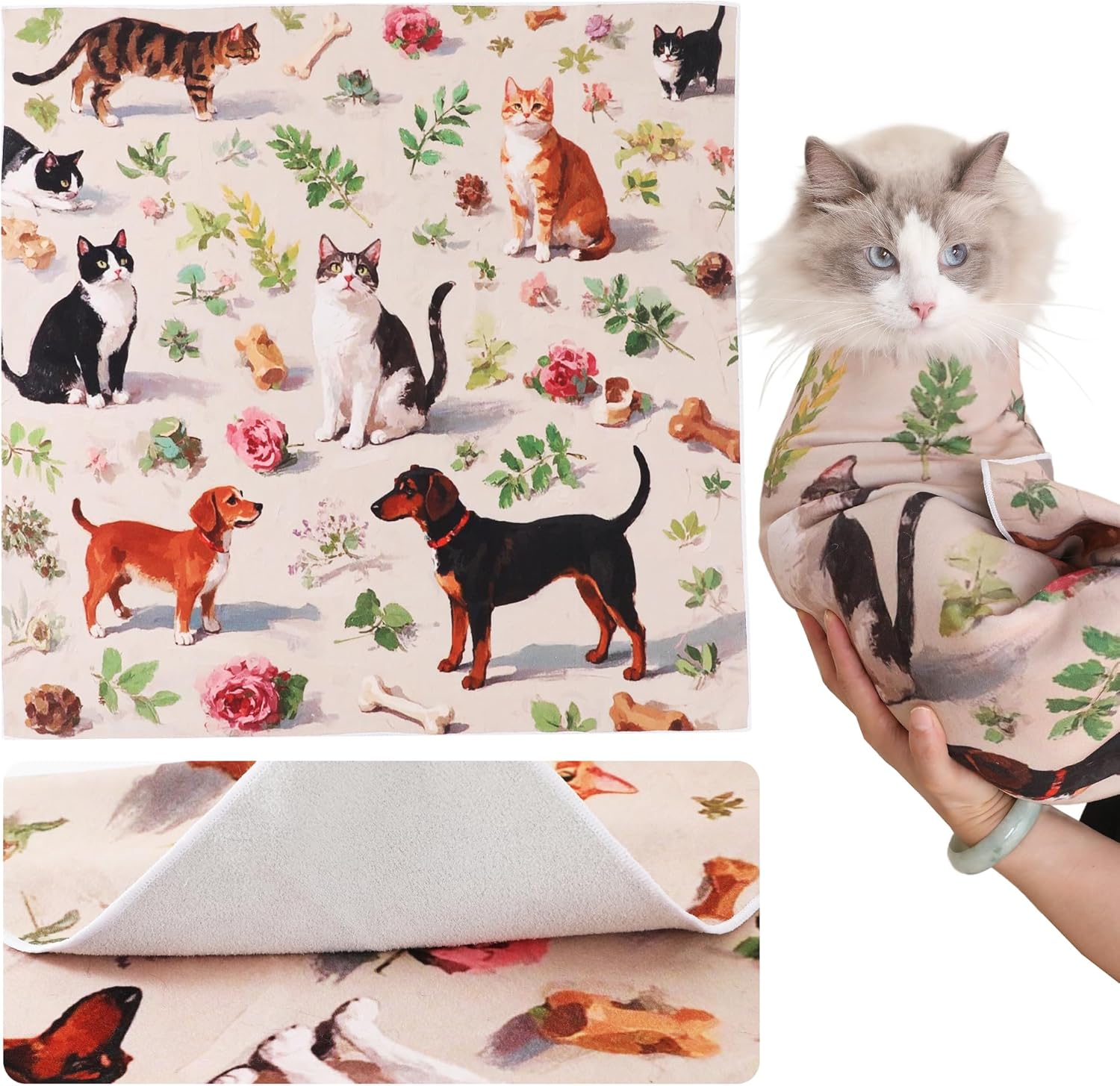 Purrfect Peace Cat Swaddle Wrap – 31.5" Professional Calming Restraint Bag for Grooming, Nail Trimming & Medicine - Adjustable Cat Restraint for Grooming, Nail Clipping & Vet Visits