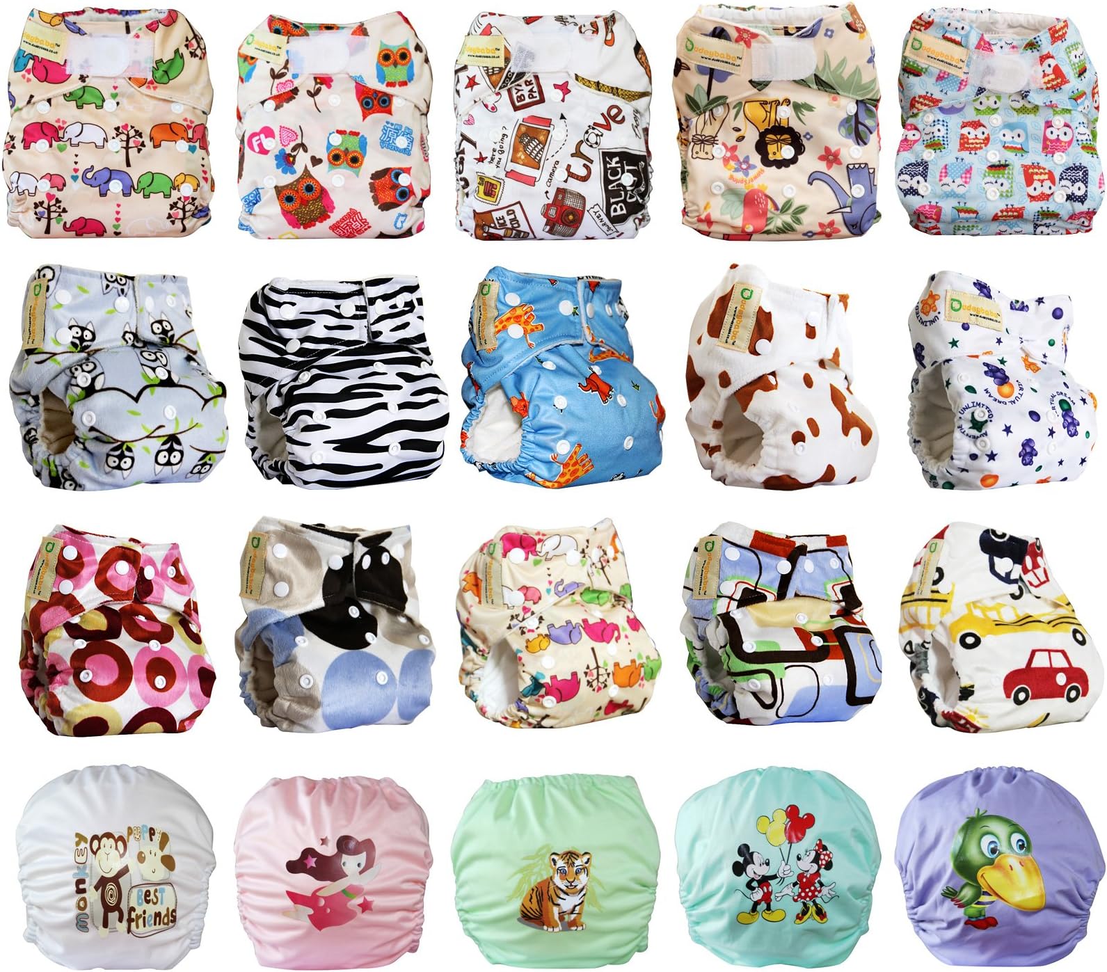 Dudeybaba Reusable Pocket Nappies - for Boy/Girl/Unisex - Suitable Random Choice (Unisex)