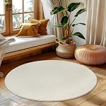 5x7 Area Rugs for Living Room Boho Soft Fluffy Rugs for Bedroom Non Slip Textured Jacquard Rug Geometric Carpet for Bedroom Dining Room Nursery Office,Cream