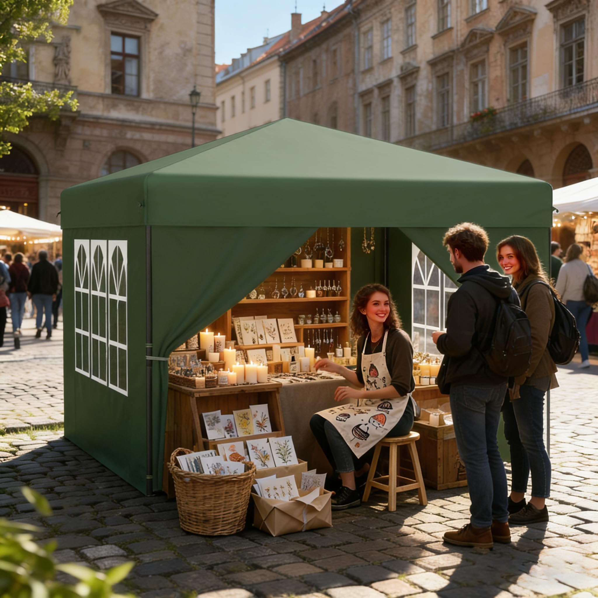 ACXIN Gazebo 2,5 x 2,5 m tenda pop-up pieghevole con 3 livelli di altezza regolabile, tenda per feste con tetto argento-Oxford, gazebo da giardino con corde picchetti e borsa per il trasporto (verde