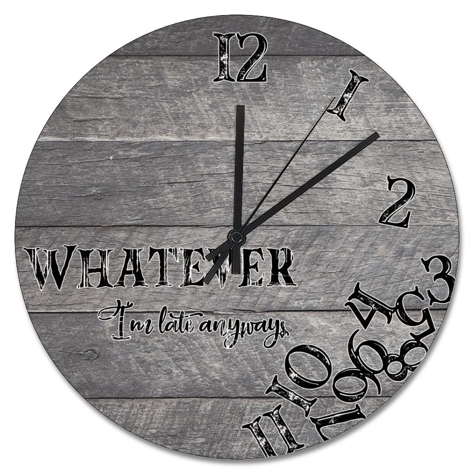 Grande horloge murale en bois vintage 38cm idée cadeau originale à piles silencieuse