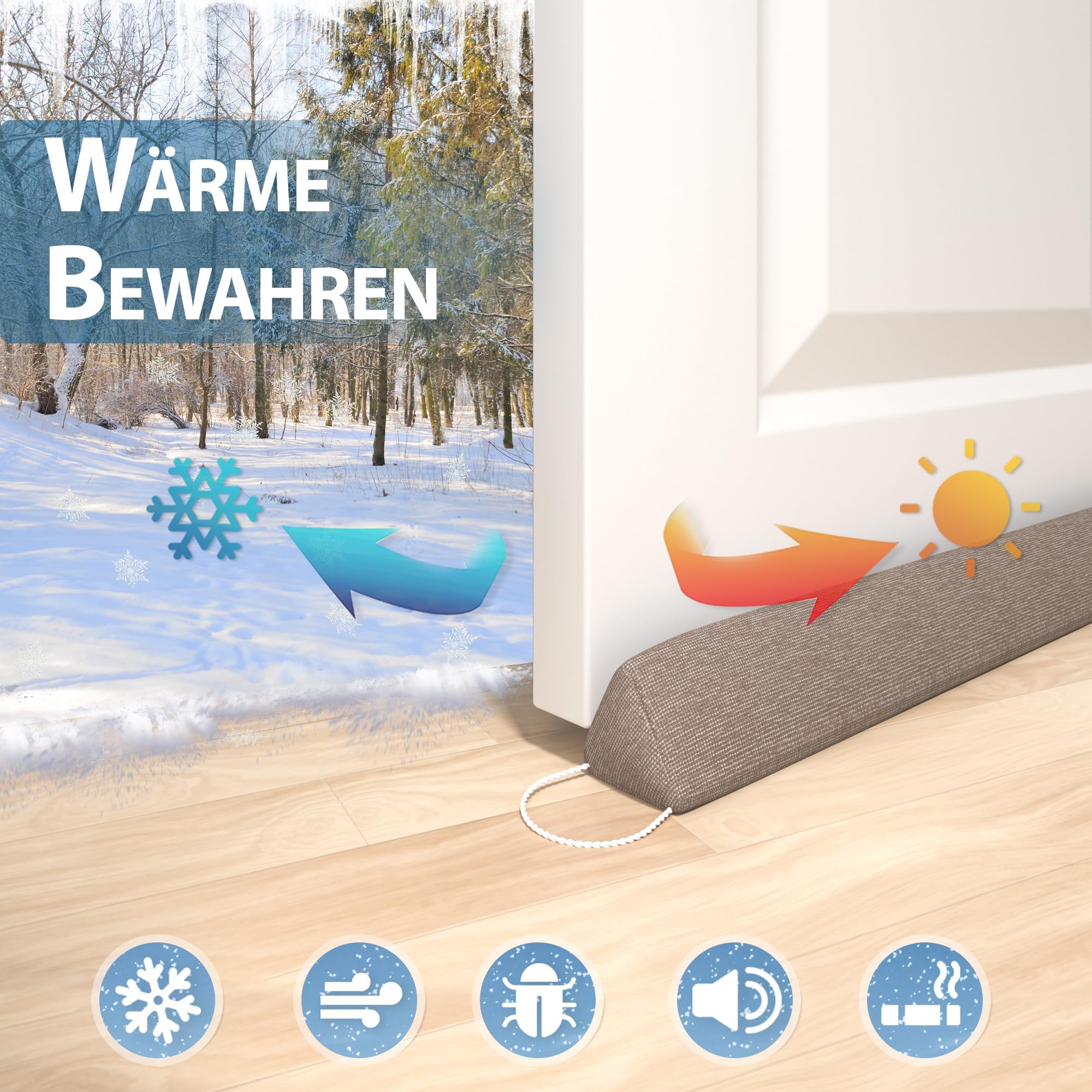 Zugluftstopper 120 Cm - Türdichtung Gegen Kälte Und Zugluft