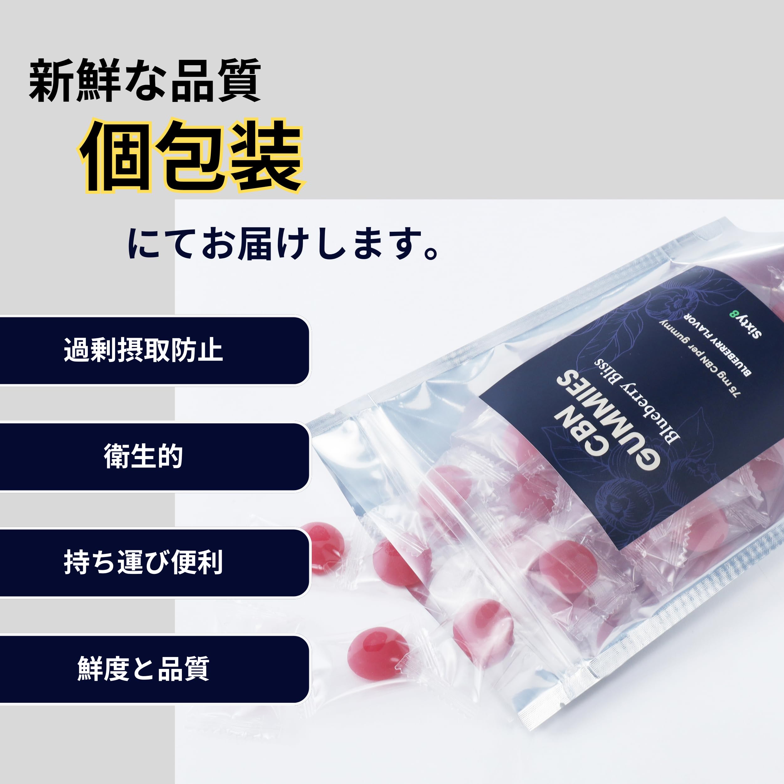 Amazon.co.jp: 【クール便】SIXTY8 CBN グミ 15粒 CBN 1125mg 1粒75mg