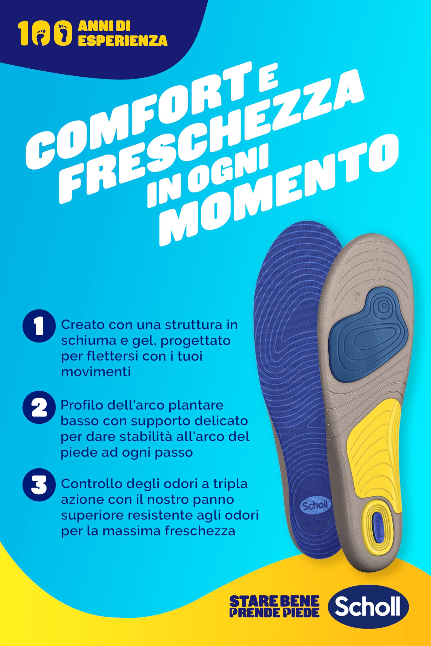 Scholl Solette Gel Activ Running, Solette da Donna per Scarpe da Corsa, Taglia 35.5-40 EU/S, Confezione da 1 Paio