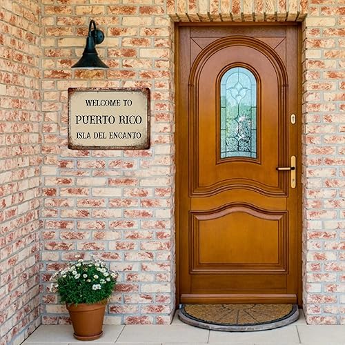 Miniatura 5 de Funlucy Letreros metálicos de Puerto Rico con texto en inglés Welcome to Puerto Rico Isla Del Encanto  Placa de lata de aluminio retro para casa de