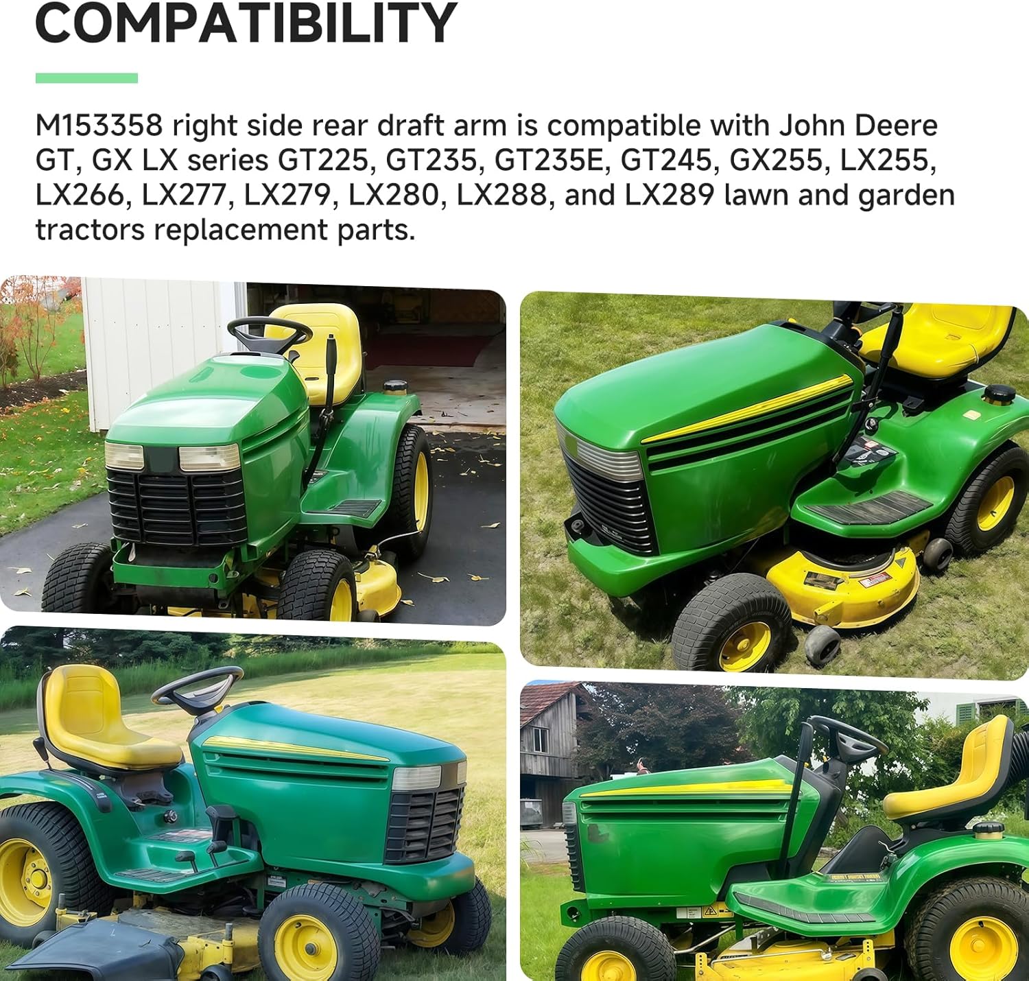 M153358 Deck Lift Arm Compatible with John Deere GT225 GT235 GT245 GX255 LX255 LX266 LX277 LX280 LX288 Lawn Tractor Parts, Replacement M138849 Right Side Mower Deck Towing Arm