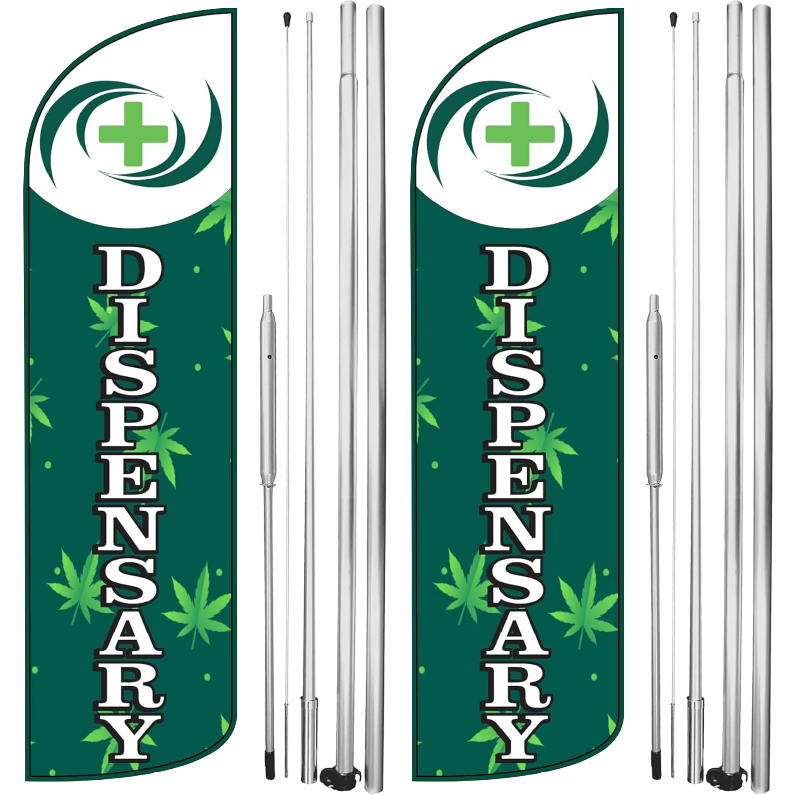 OnPoint Wares Dispensary King Flags – Pack of 2 | 3 ft x 11.5 ft Heavy Duty Outdoor Dispensary Advertising Flags | Weatherproof Polyester Feather for