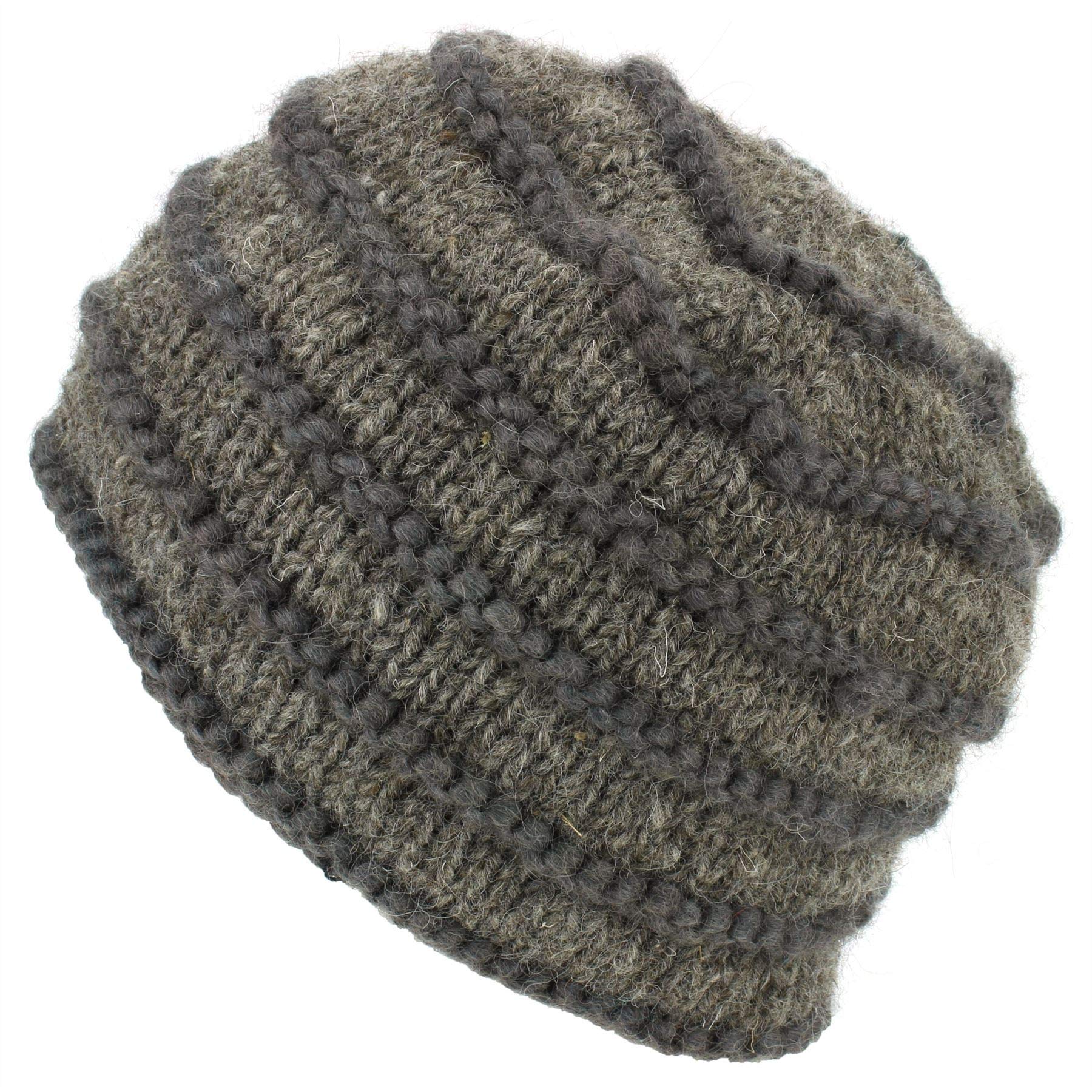 Loudelephant Oatmeal Chunky Ribbed Wool Knit Beanie Hat With Space Dye Design