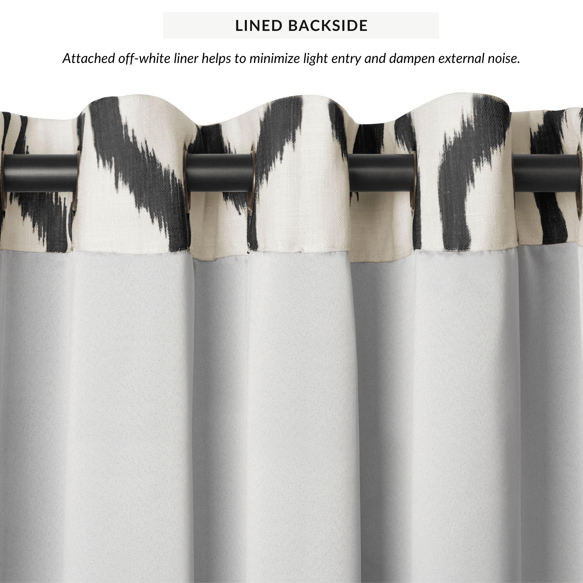 Elrene Home Fashions Renzo Ikat Geometric Room-Darkening Window Curtain, Living Room and Bedroom Drape with Grommets, 52"x84" - Image 3