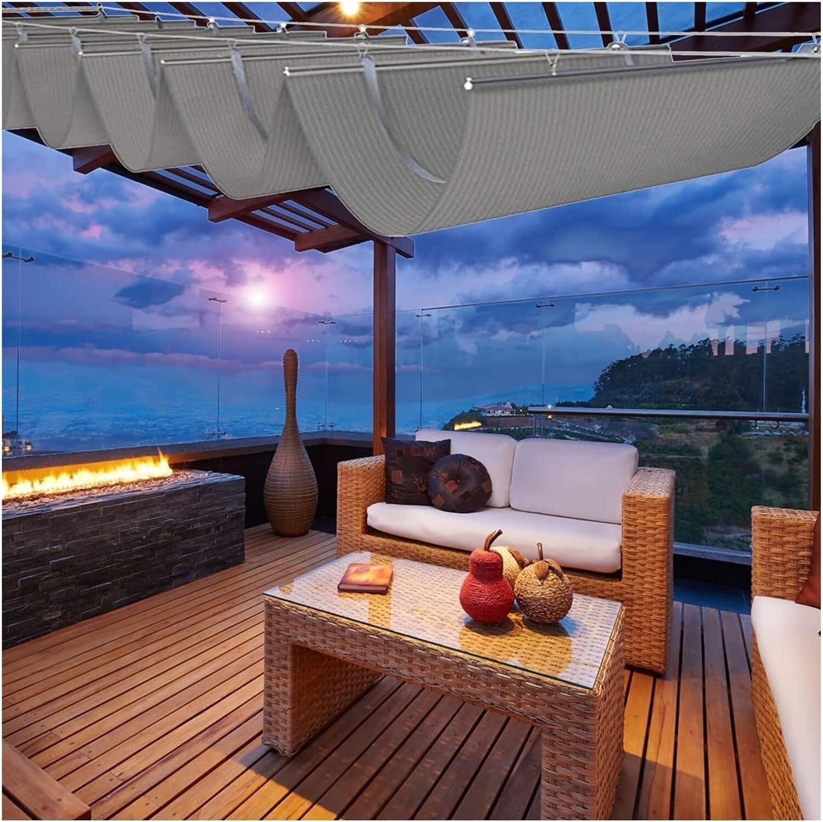 Auvent rétractable de terrasse pour repas ombragés sous la pergola