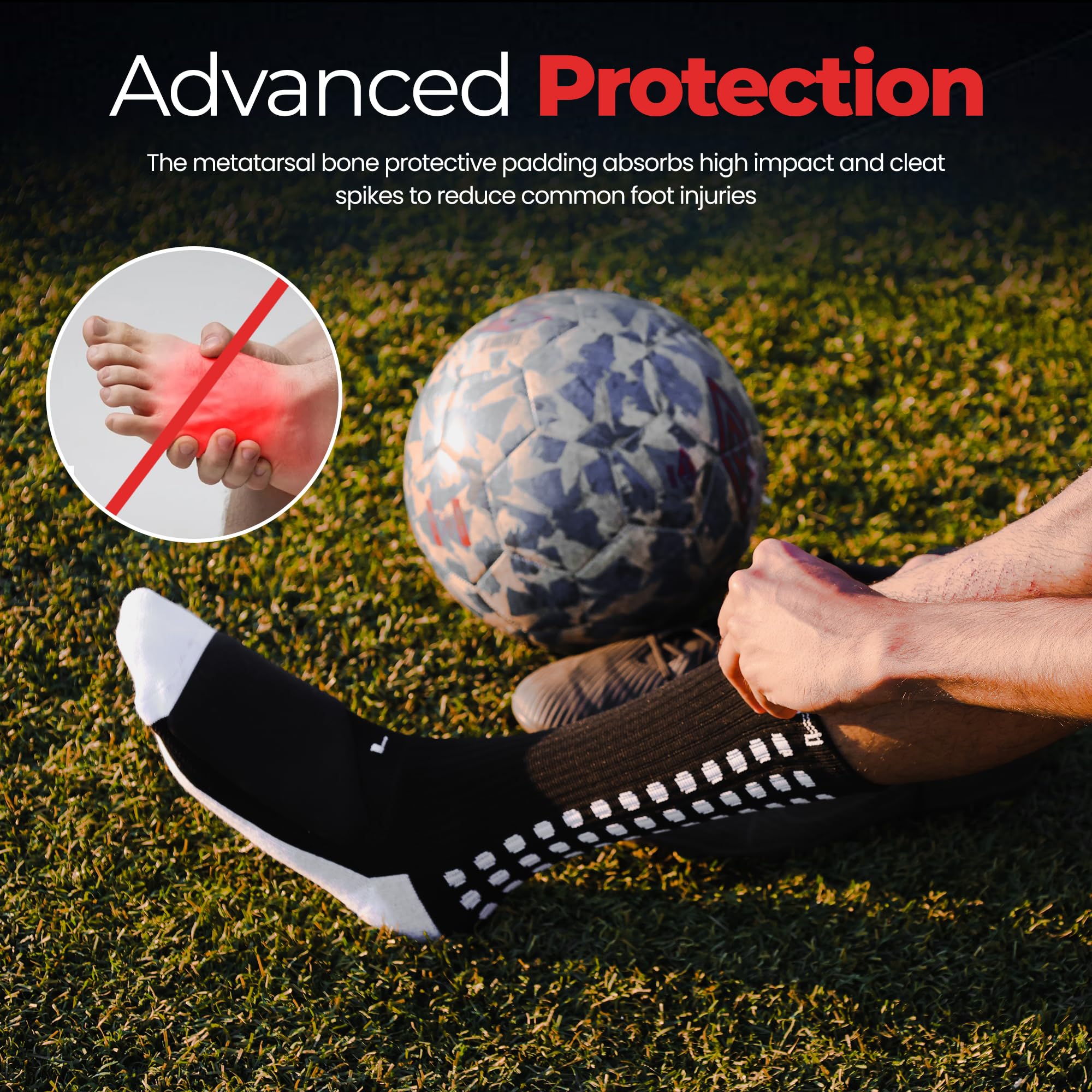 MediCaptain Calcetines deportivos Lite con acolchado en el metatarso, protección para los pies, almohadillas antideslizantes