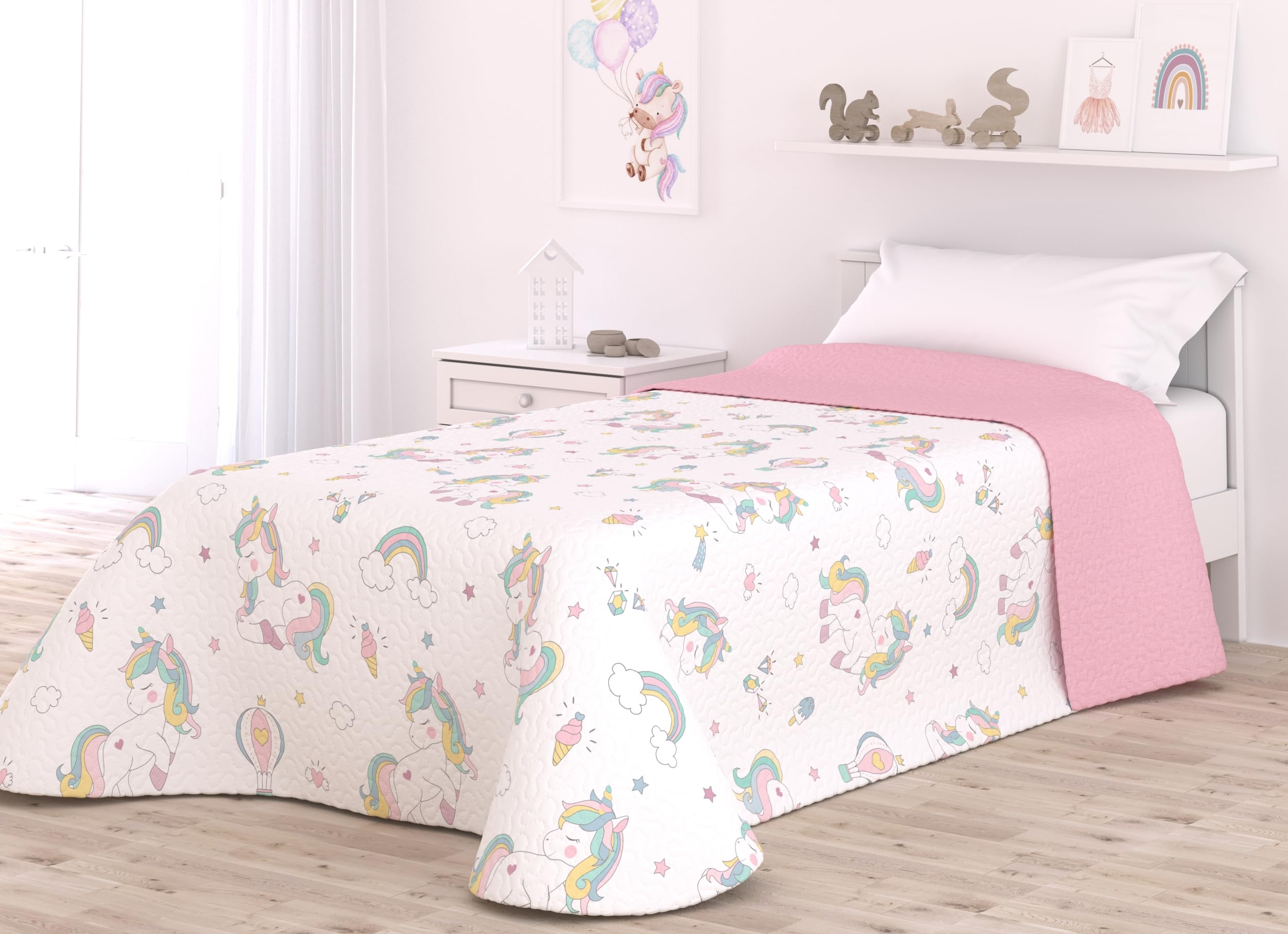 Victorio & Lucchino Children's Summer and Spring Quilt Lightweight Microfibre Bedspread (Unicorn, Bed 90 cm)