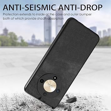 Case Compatible with Honor X50 5G Cover,Compatible with Honor X50 5G ALI-AN00 2 in 1 [PU+TPU] Lens Protection Anti-drop Black