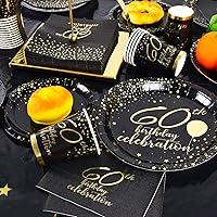 Vista 29 de Gatherfun 50th Birthday Napkin Disposable Paper Napkins Black and Gold Party Decorations Tableware for Men Woman 50 Birthday Party（6.5X6.5in, 3-Ply