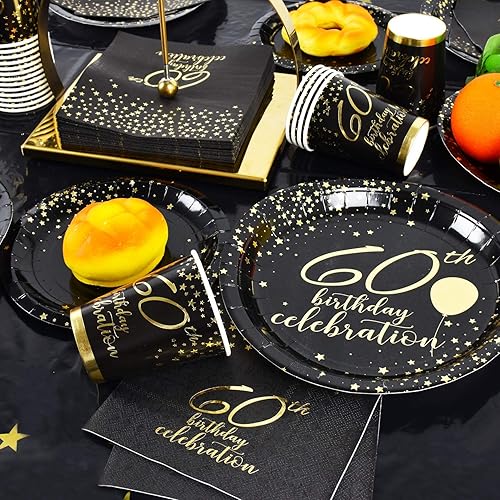 Miniatura 29 de Gatherfun 50th Birthday Napkin Disposable Paper Napkins Black and Gold Party Decorations Tableware for Men Woman 50 Birthday Party（6.5X6.5in, 3-Ply