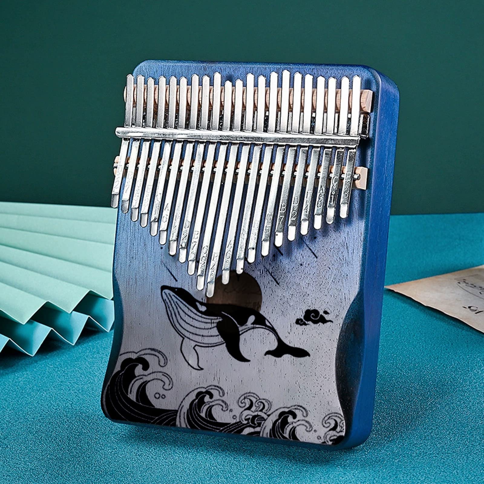 Exquisiter Klang Hölzernes Fingerklavier Finger Percussion Keyboard 21 Tasten Walmuster ， Daumenklaviere Musikinstrumente ， 3 Farben Einfach zu Spielen