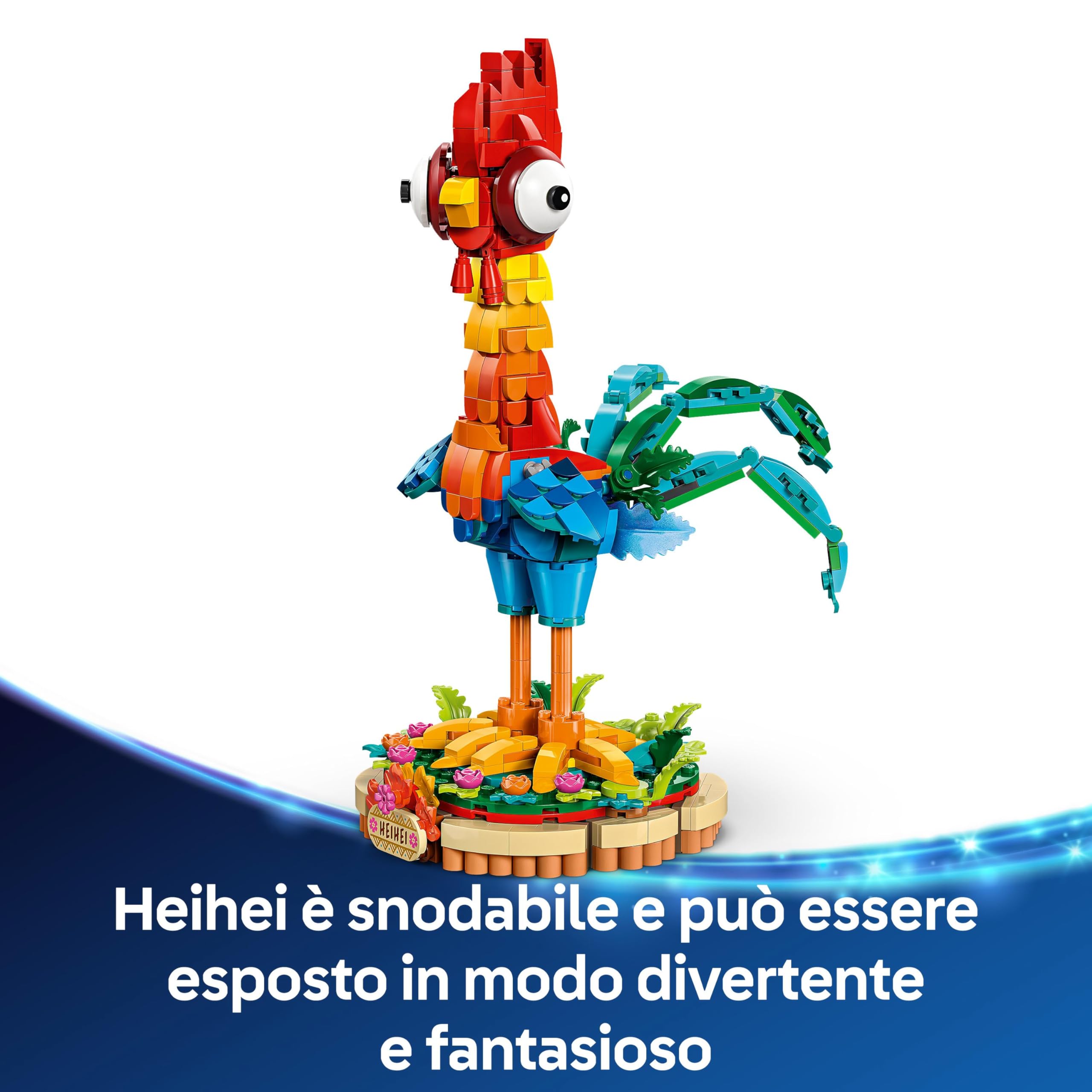 LEGO ǀ Disney Oceania 2 Heihei Giocattolo da Costruire - Gioco con Animale da Esposizione con Supporto, Testa Girevole, Ali, Piume e Coda Mobili - Regalo di Compleanno per Bambine da 9 Anni - 43272