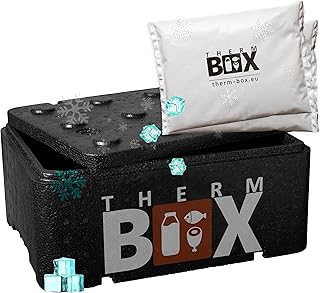 THERM BOX Grande boîte en polystyrène professionnelle avec bloc réfrigérant pour glacière, boîte de transport, récipient isotherme réutilisable