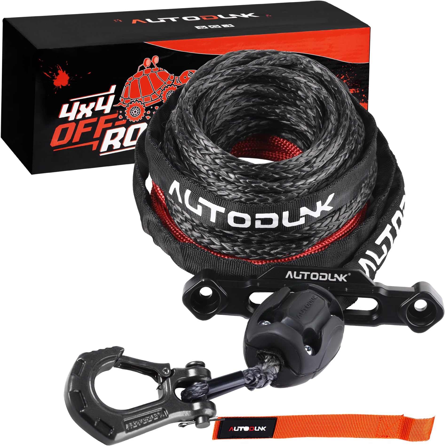 1/4" x 50ft Synthetic Winch Rope Kit with Protective Sleeve