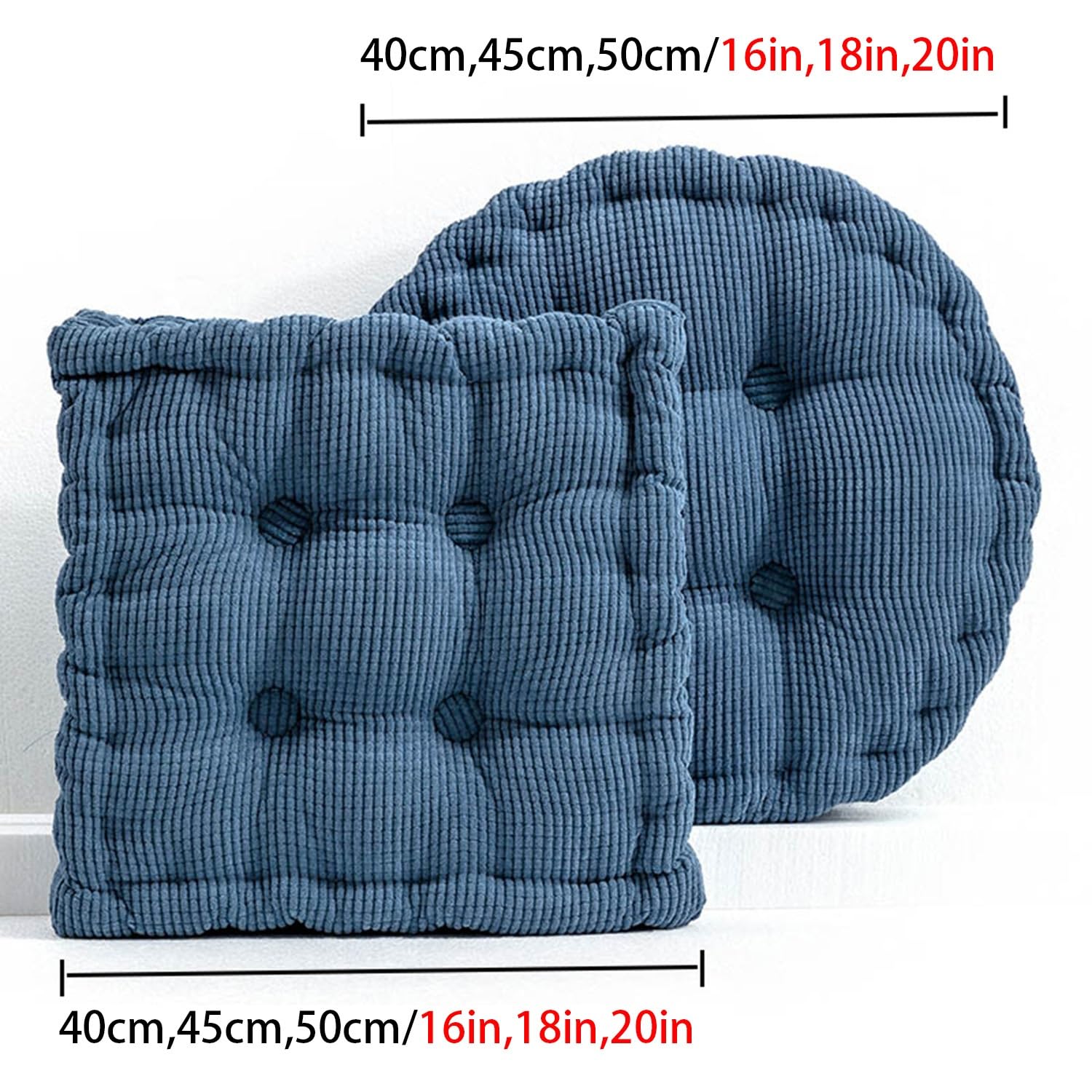 Paquete de 2 cojines de suelo de 16 x 16, 18 x 18, 20 x 20 pulgadas, almohadas cuadradas y redondas para adultos, cojines grandes y cómodos, para sala de estar y yoga (color rojo, 50 x 50 cm)