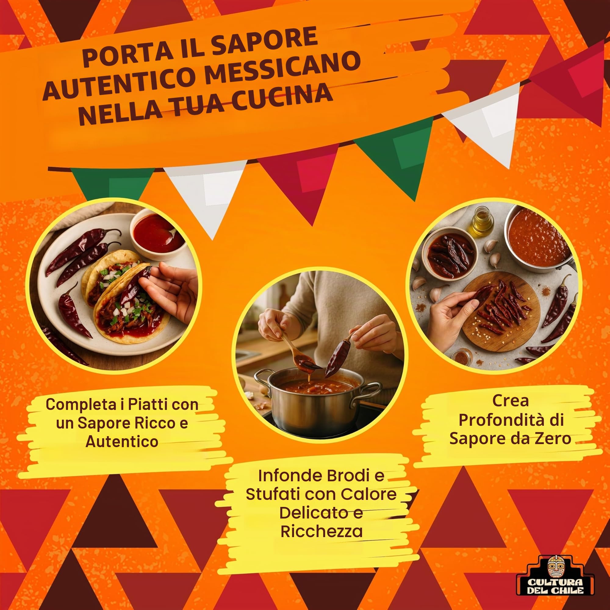 Pacchetto di peperoncini secchi interi messicani. Ancho, Guajillo, Arbol e Pasilla (300 g totali). Tutti peperoncini naturali per un autentico gusto messicano. Ottimo per tacos birria, talpa, tamales