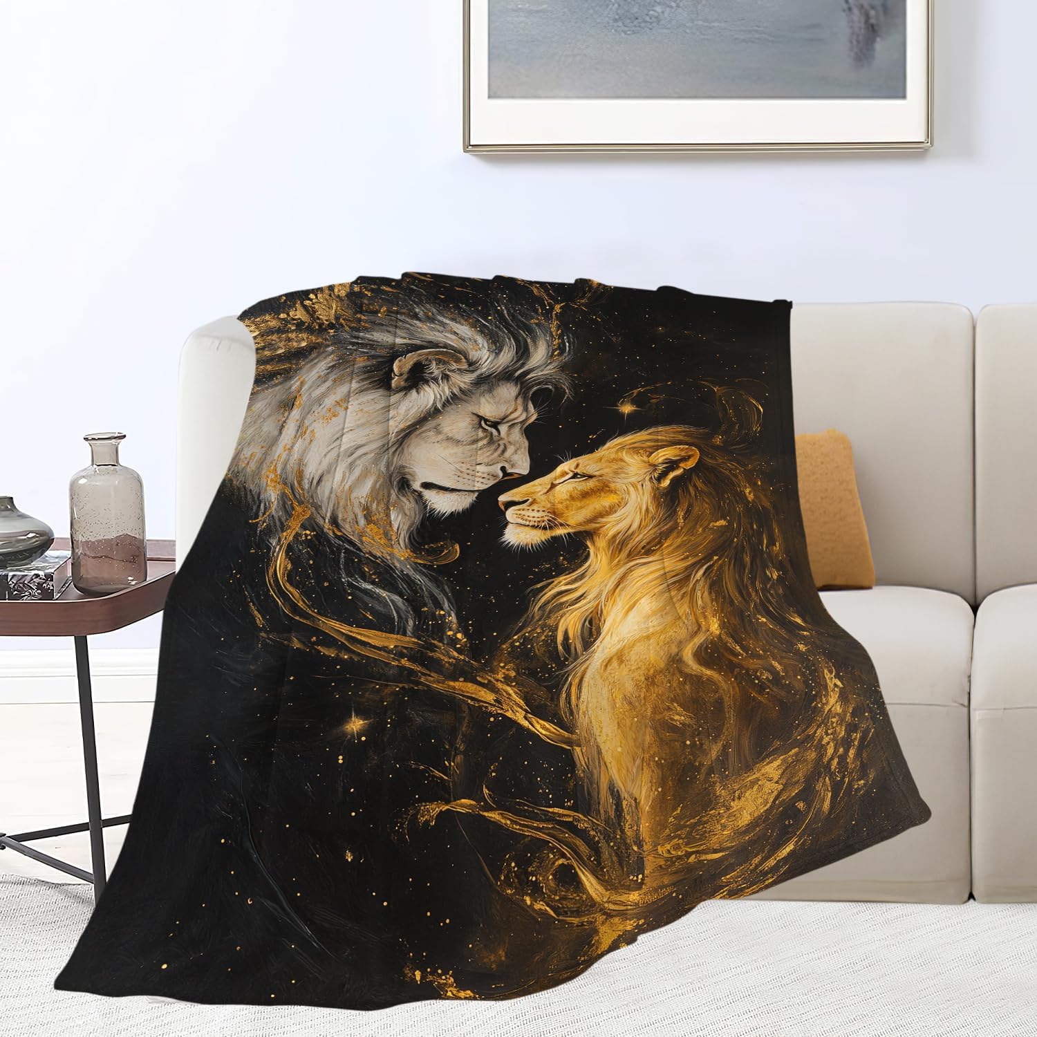 Lion King Blanket Lion and Lioness Decor Throw Blanket Gifts for Girls Boys Super Warm Soft Plush Lightweight Fleece Flannel Winter Couch Bedding Blankets for Kids Adults Women Men 50"X40" - Image 9