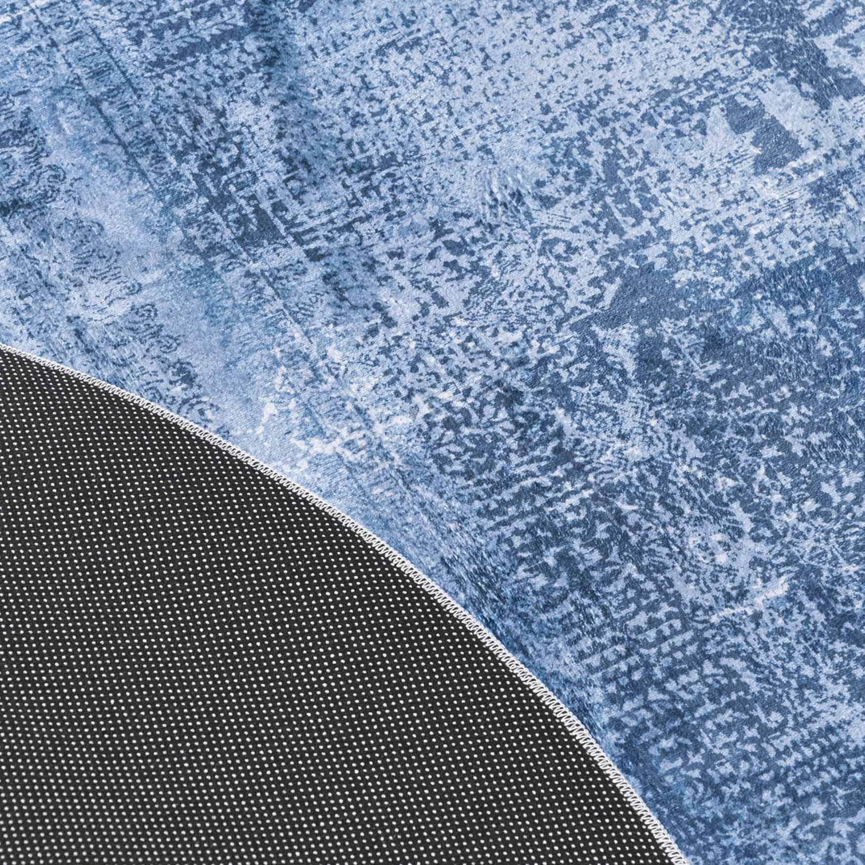 Mazovia Teppich Wohnzimmer Ø160cm Rund Blau Abstrakt Stilvoll rutschfest