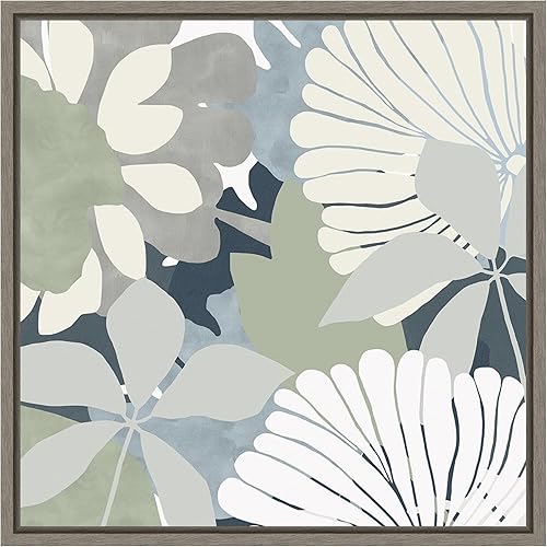 Miniatura 12 de Amanti Art Framed Canvas Wall Art 30x30 Big Retro Flowers II by Flora Kouta, Framed Wall Art Canvas, Abstract Artwork, Traditional Decor, Large