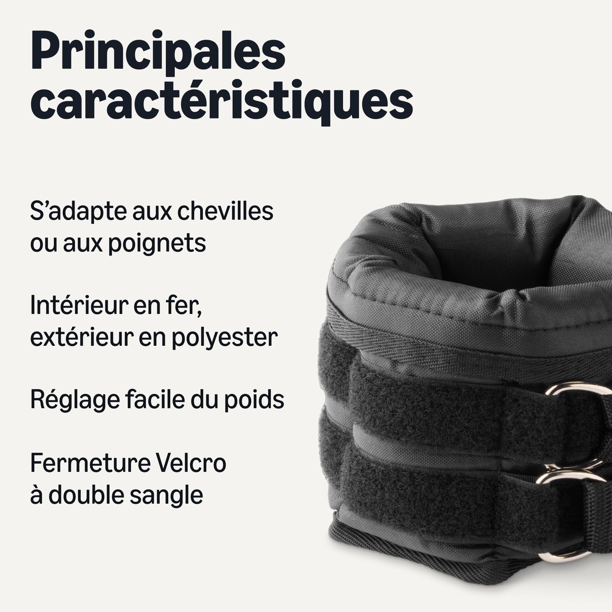 Amazon Basics Poids ajustables pour chevilles et poignets pour femmes et hommes, 1.13 kg chacun, lot de 2