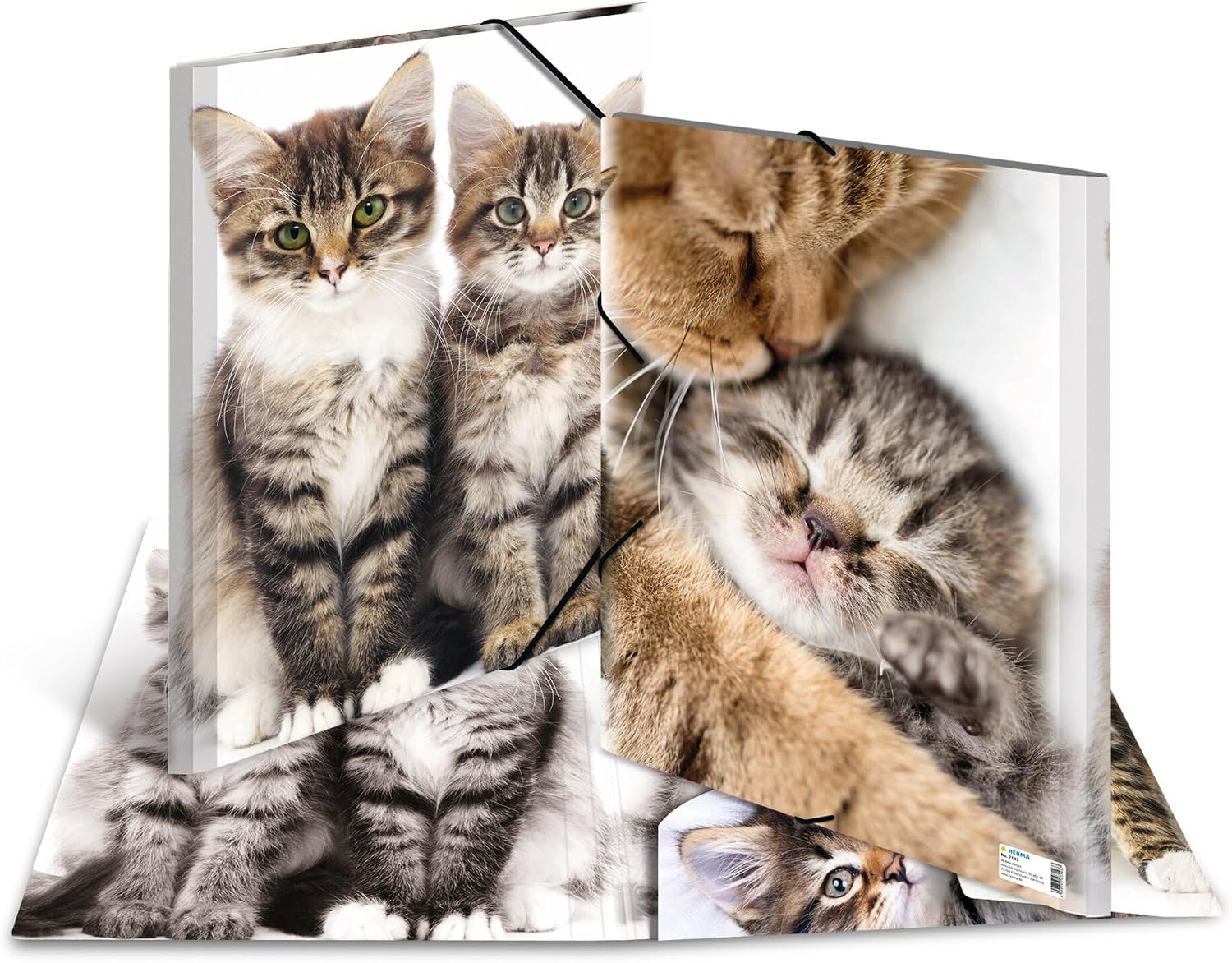 HERMA 7148 Sammelmappe DIN A3 Tiere 10er Set, stabiler Kunststoff, Ordnungsmappe mit farbig bedruckten Innenklappen und Gummizug, Zeichenmappe für Kinder, Mädchen und Jungen