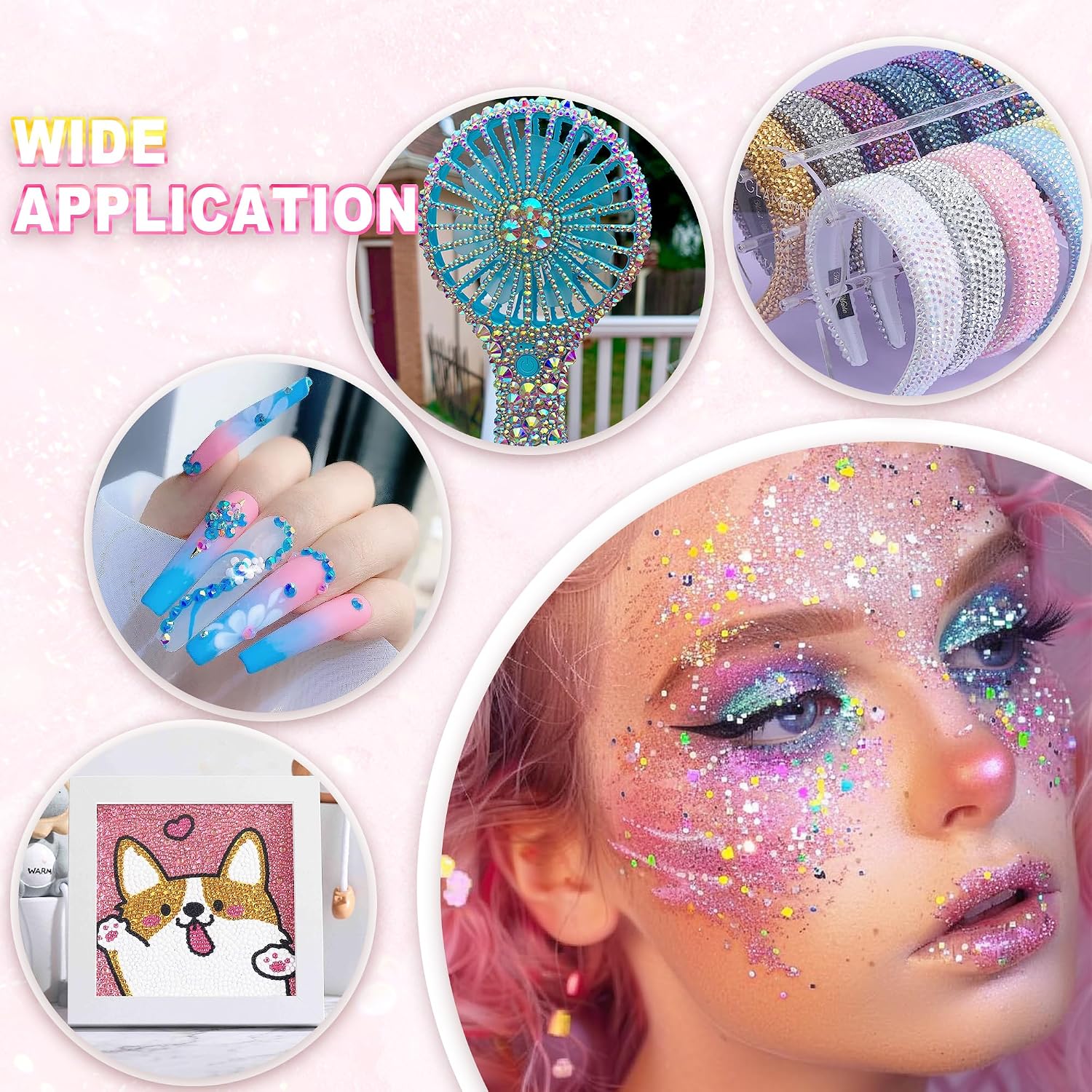 40,000pcs 48 Colors Bedazzling Kit, AB + Resin Flatback Rhinestones Include Four Bottles Glue and Tweezers, 4 Organizer Boxes,Using for Tumbler Bling, Phone Case, Nails Art, DIY Crafts