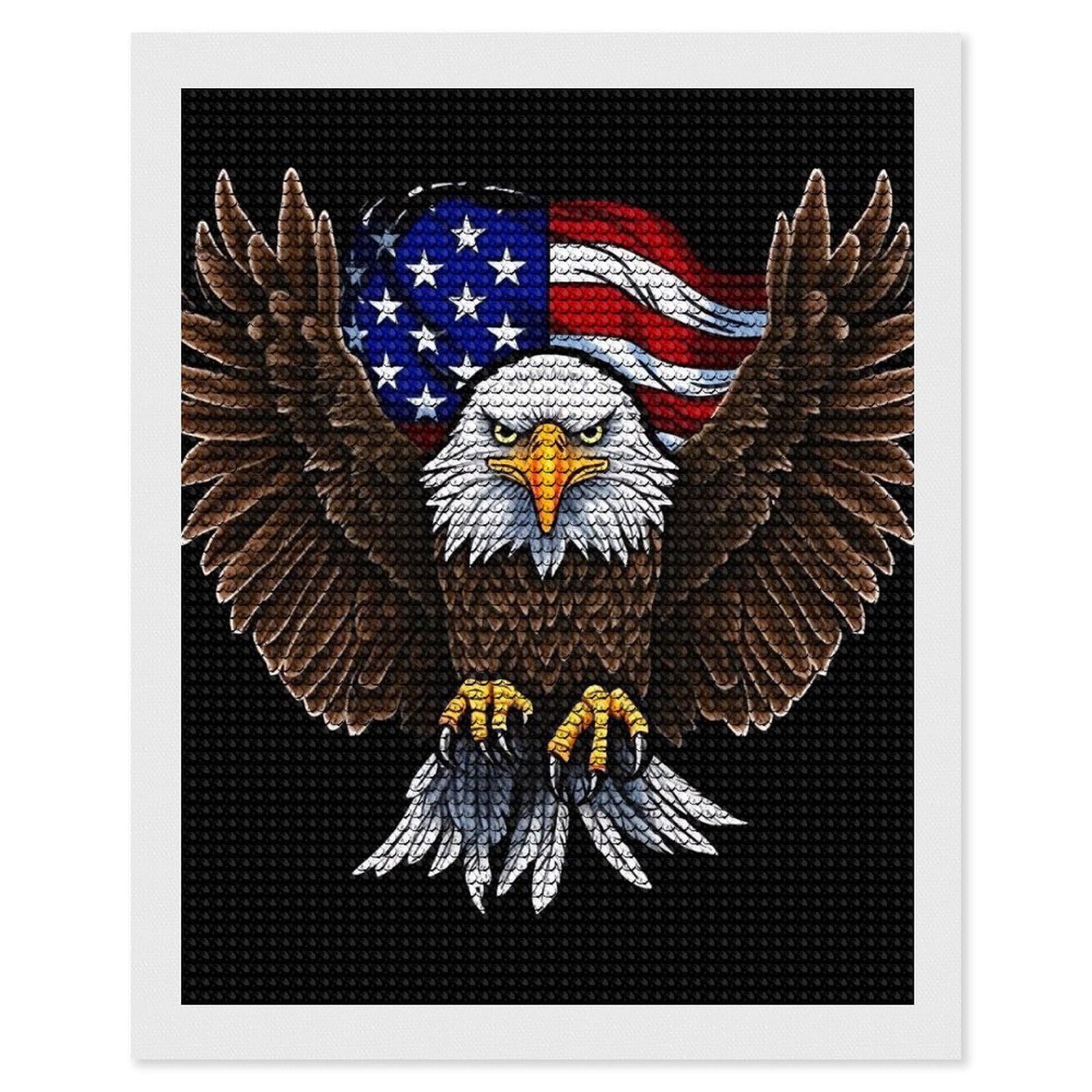 FodPand Diamond Art Kits for Adults, 5D Aurora Diamond Painting Kits for Beginners, USA Flag Patriotic Eagle DIY Full Drill Dots Gem Art Paint Crafts for Home Wall Decor 16"x20"