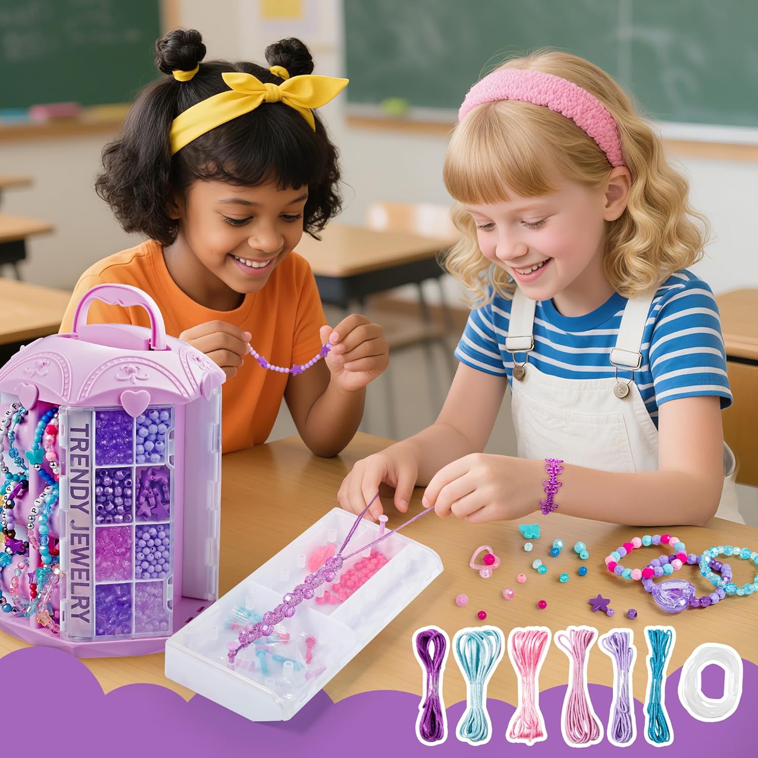 P&C Bead Bracelet Making Kit for Girls Ages 6-12 with Storage Tower 1600pcs Bulk Kandi Beads for Bracelet with Pony Alphabet Beads & Charms Arts and Crafts Kit Gift for Birthday Christmas Toy