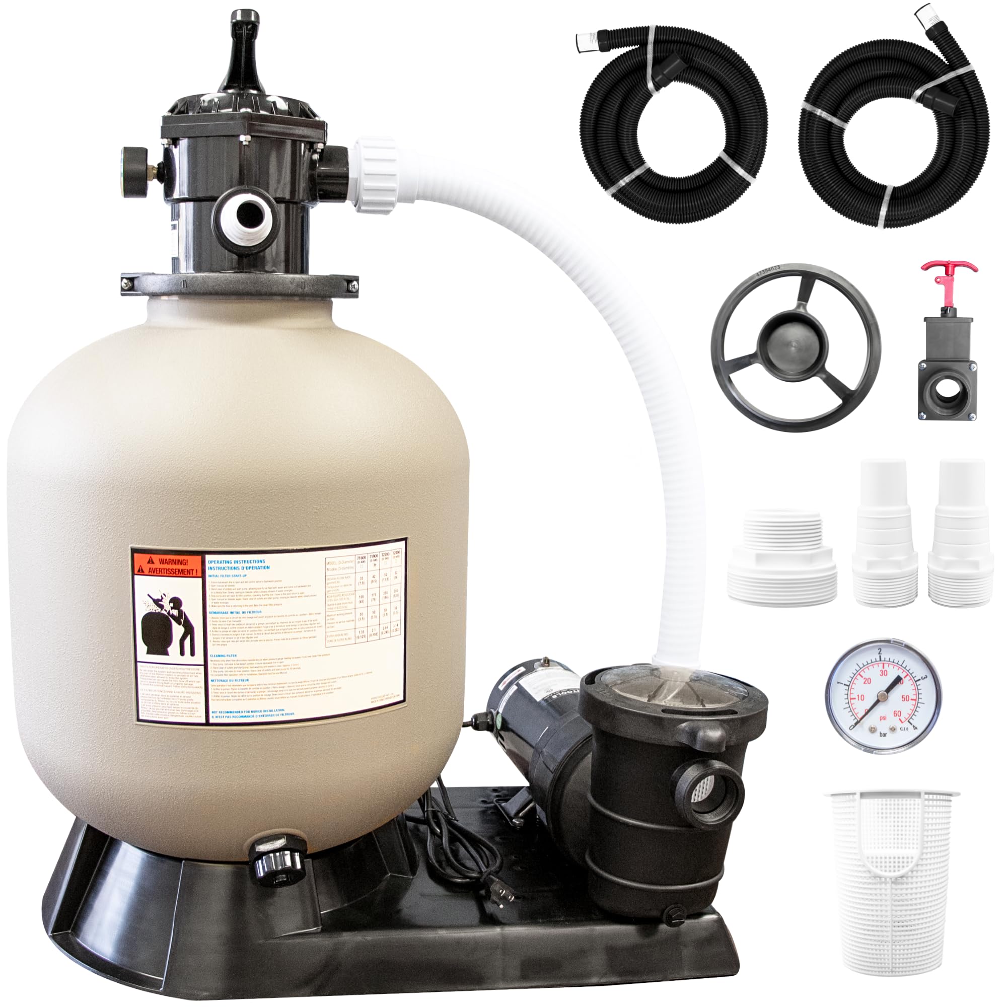 HYDROTOOLS by SWIMLINE 24 Inch Sand Filter Combo Set with
