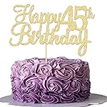 Gyufise 1Pc Happy 45th Birthday Cake Topper Glitter 45th Birthday Cake Pick Cheers to 45 Years Old Forty five Fabulous Cake Decorations for 45th Birthday Theme Party Supplies Gold